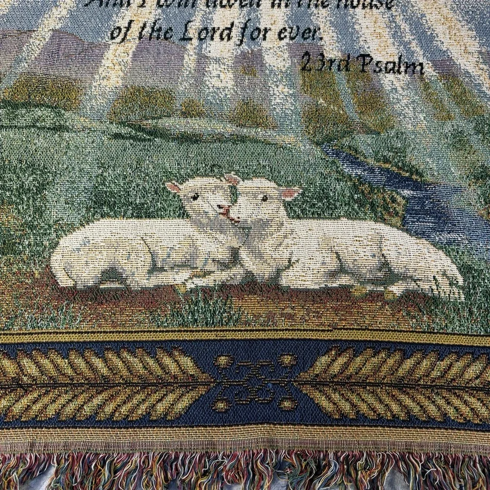 Manual Woodworkers 23rd Psalm Tapestry Throw Blanket 50x60 Christian Sheep